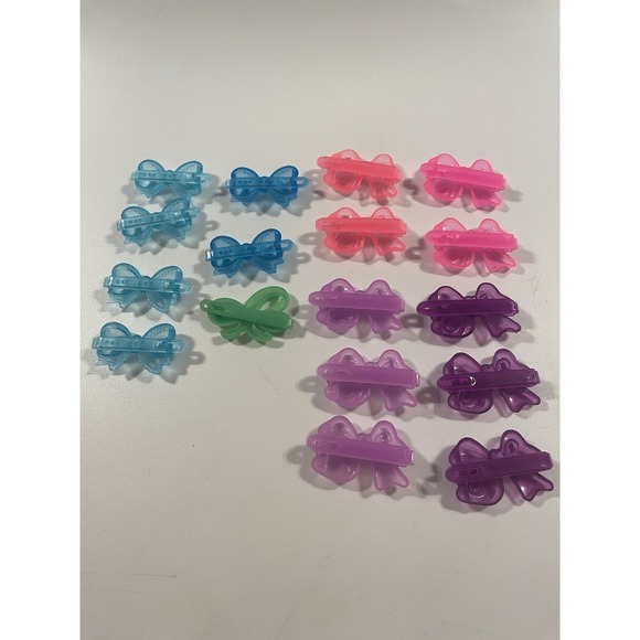 Vintage Lot Girl's Hair Clip Bows Barrettes Translucent Colorful 80's 90's Y2K - Picture 11 of 13